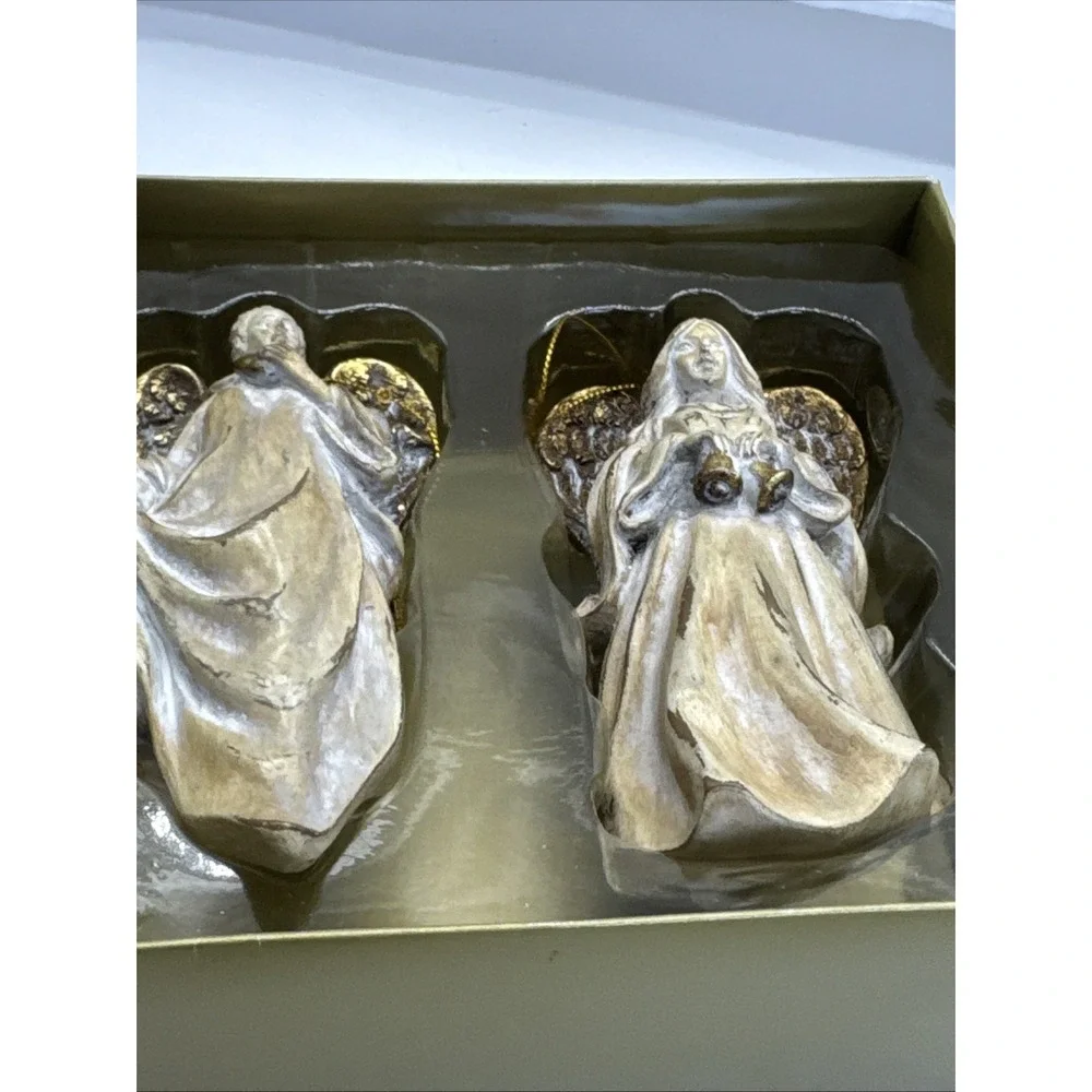 Schurman‎ Retail Group 2 Gold Distressed Christmas Angel Ornaments
